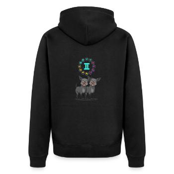 Lustiger Hund Liebhaber Horoskop Zwillinge Sternzeichen Cool - Unisex Premium Bio Zip Hoodie - Schwarz - Hinten - Nico (187cm)