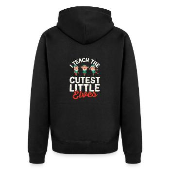 Funny Christmas Teacher Xmas I Teach The Cutest - Unisex Premium Bio Zip Hoodie - Schwarz - Hinten - Nico (187cm)
