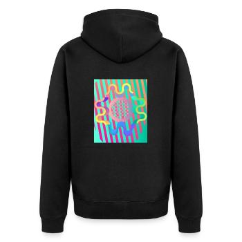 Moderne Kunst Grafik-Design 4 formen Linien Farben - Unisex Premium Bio Zip Hoodie - Schwarz - Hinten - Nico (187cm)