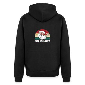 Mele Kalikimaka Christmas Santa Claus Shaka - Unisex Premium Organic Zip Hoodie - black - Back - Nico (187cm)