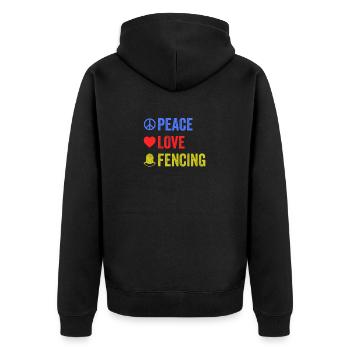 Frieden Liebe Fechten Lustige Säbel Sport Epee Humor - Unisex Premium Bio Zip Hoodie - Schwarz - Hinten - Nico (187cm)