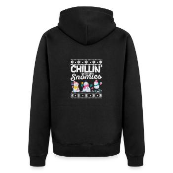 Chillin With My Snowmies Funny Christmas Snow - Unisex Premium Organic Zip Hoodie - black - Back - Nico (187cm)