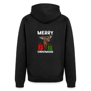 Weihnachten Elch Liebhaber lustig Xmas Rentier - Unisex Premium Bio Zip Hoodie - Schwarz - Hinten - Nico (187cm)