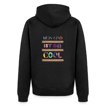 Ist so super, wenn man das coolste Kind der Welt - Unisex Premium Bio Zip Hoodie - Schwarz - Hinten - Nico (187cm)