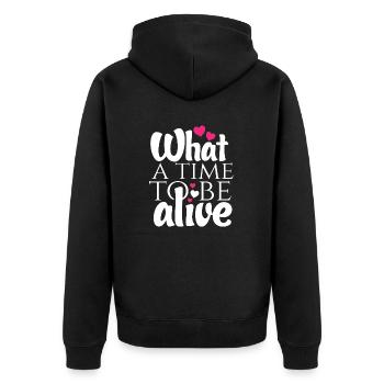 t shirt 02 - Unisex Premium Organic Zip Hoodie - black - Back - Nico (187cm)