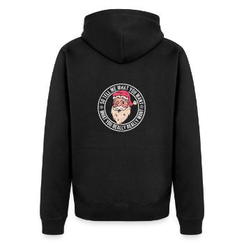 Xmas Weihnachtsmann Lustige Weihnachten So sagen - Unisex Premium Bio Zip Hoodie - Schwarz - Hinten - Nico (187cm)