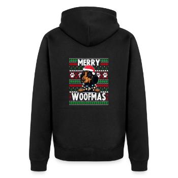 Cute Dog Pajama - Dachshund Dog Lover Christmas - Unisex Premium Organic Zip Hoodie - black - Back - Nico (187cm)