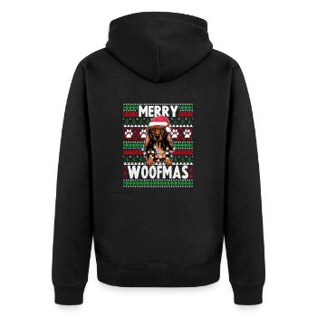 Süßer Hundepyjama - Langhaariger Dackel-Hundeliebhaber - Unisex Premium Bio Zip Hoodie - Schwarz - Hinten - Nico (187cm)