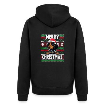 Süßer Hundepyjama - Dackel Hund Liebhaber Weihnachten - Unisex Premium Bio Zip Hoodie - Schwarz - Hinten - Nico (187cm)