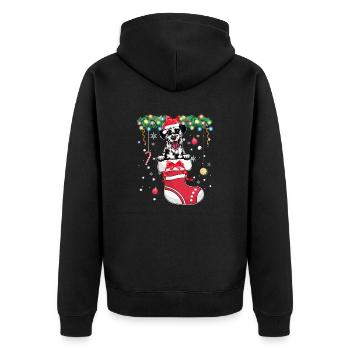 Dalmatian Dog Lover Christmas - Dog Christmas Stoc - Unisex Premium Organic Zip Hoodie - black - Back - Nico (187cm)