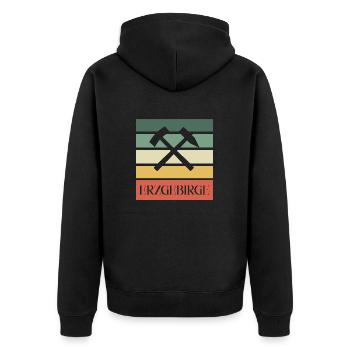 Erzgebirge Bergbau - Unisex Premium Bio Zip Hoodie - Schwarz - Hinten - Nico (187cm)