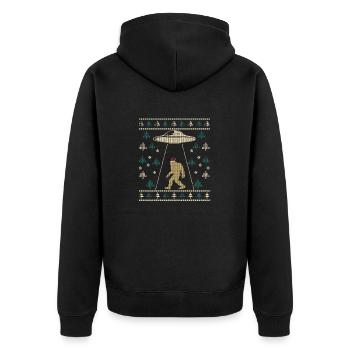 Weihnachtsmann Mütze Bigfoot Alien Ufo Sasquatch - Unisex Premium Bio Zip Hoodie - Schwarz - Hinten - Nico (187cm)