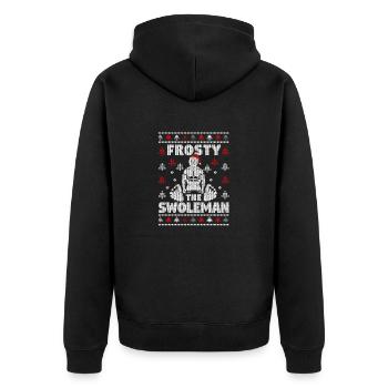 Weihnachten Workout Lustiger Schneemann Gym Xmas - Unisex Premium Bio Zip Hoodie - Schwarz - Hinten - Nico (187cm)