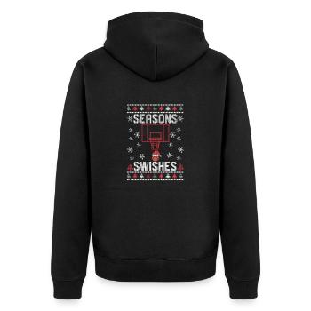 Basketballspieler Fan Hässliche Weihnachten PJ - Unisex Premium Bio Zip Hoodie - Schwarz - Hinten - Nico (187cm)