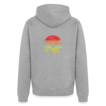 Oahu Hawaii Retro Vintage Hawaiian Beach Drôle - Veste à capuche bio Premium Unisexe - gris chiné - Dos - Nico (187cm)