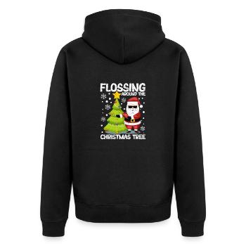 Passer la soie dentaire autour de l’arbre du Père Noël - Veste à capuche bio Premium Unisexe - noir - Dos - Nico (187cm)