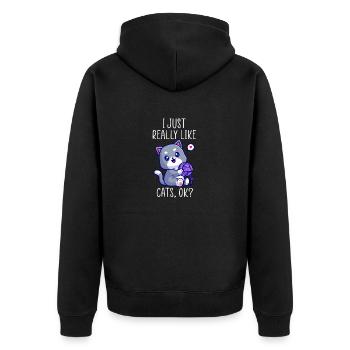 cute cat lover design - Unisex Premium Organic Zip Hoodie - black - Back - Nico (187cm)