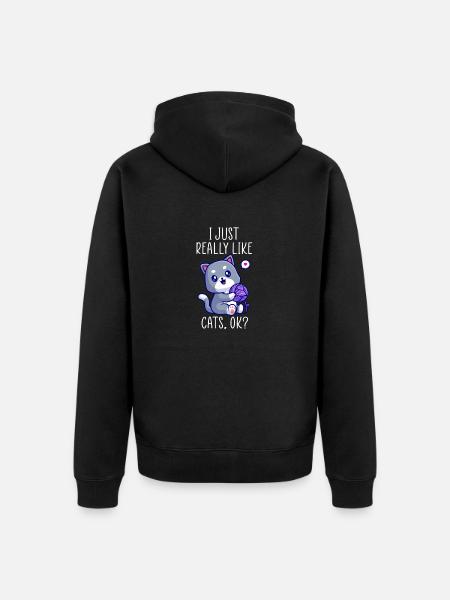 cute cat lover design - Unisex Premium Organic Zip Hoodie - black