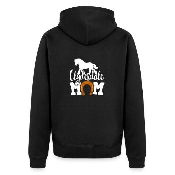 Clydesdale Pferd Zugpferd Motiv - Unisex Premium Bio Zip Hoodie - Schwarz - Hinten - Nico (187cm)