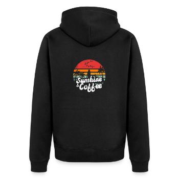 Sunshine And Coffee Beach Funny Retro Vintage 70s - Unisex Premium Organic Zip Hoodie - black - Back - Nico (187cm)