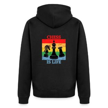 Les échecs colorés sont un t-shirt de vie - Veste à capuche bio Premium Unisexe - noir - Dos - Nico (187cm)
