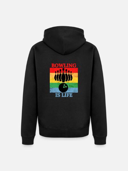 bowling is life t-shirt - Unisex Premium Organic Zip Hoodie - black