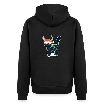 Reindeer Black Cat Christmas Lights Funny - Unisex Premium Organic Zip Hoodie - black - Back - Nico (187cm)
