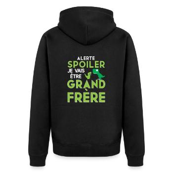 Enfant je vais être grand frère annonce grossesse - Veste à capuche bio Premium Unisexe - noir - Dos - Nico (187cm)