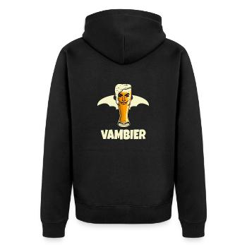 Vambier Halloween Bier Fledermaus Vampir Party - Unisex Premium Bio Zip Hoodie - Schwarz - Hinten - Nico (187cm)
