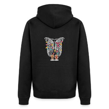 Skeleton Heart Rib Cage X-Ray Gingerbread Christmas - Unisex Premium Organic Zip Hoodie - black - Back - Nico (187cm)