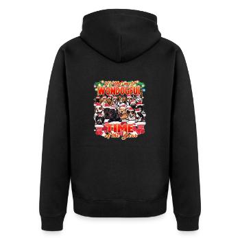 Races de chiens sucrés dans le bas de Noël - Veste à capuche bio Premium Unisexe - noir - Dos - Nico (187cm)