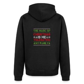 The magic of christmas is me tolerating my family - Unisex Premium Organic Zip Hoodie - black - Back - Nico (187cm)