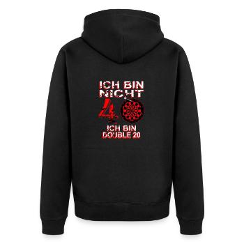 Dart Dartscheibe Dartspieler Bullseye Wurf Design - Unisex Premium Bio Zip Hoodie - Schwarz - Hinten - Nico (187cm)