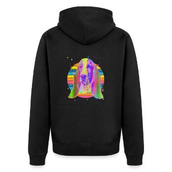 Basset Hound Dog Rainbow Space Black - Unisex Premium Organic Zip Hoodie - black - Back - Nico (187cm)