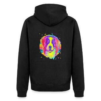 Bernese Mountain Dog Rainbow Space Black - Unisex Premium Organic Zip Hoodie - black - Back - Nico (187cm)