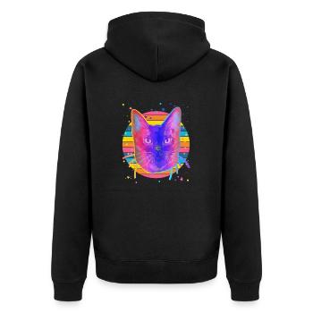 Burmese Cat Rainbow Space Black - Unisex Premium Organic Zip Hoodie - black - Back - Nico (187cm)