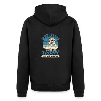 Wrestling macht mich glücklich Du nicht so sehr - Unisex Premium Bio Zip Hoodie - Schwarz - Hinten - Nico (187cm)