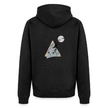 Wolf to the moon - Unisex Premium Bio Zip Hoodie - Schwarz - Hinten - Nico (187cm)