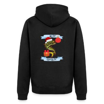 Hecht Ruprecht Weihnachts Angler - Unisex Premium Bio Zip Hoodie - Schwarz - Hinten - Nico (187cm)
