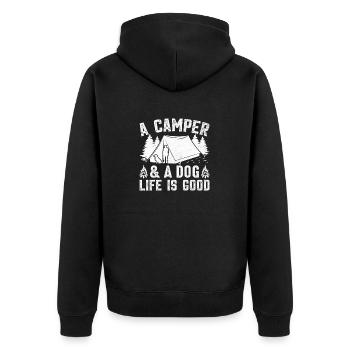 6 Un campeur une vie de chien c’est bien - Veste à capuche bio Premium Unisexe - noir - Dos - Nico (187cm)