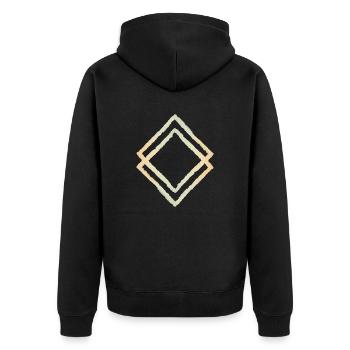 Geo Loop - Unisex Premium Bio Zip Hoodie - Schwarz - Hinten - Nico (187cm)