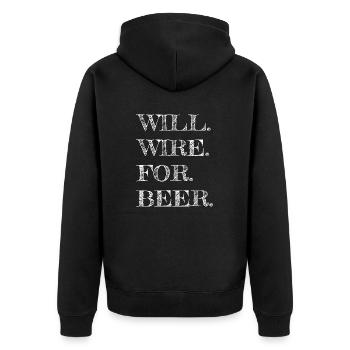 apprenti électricien ours bière top blague job - Veste à capuche bio Premium Unisexe - noir - Dos - Nico (187cm)