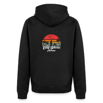 Vintage Gulf Shores Alabama Surfing Retro Surf Pun - Unisex Premium Organic Zip Hoodie - black - Back - Nico (187cm)