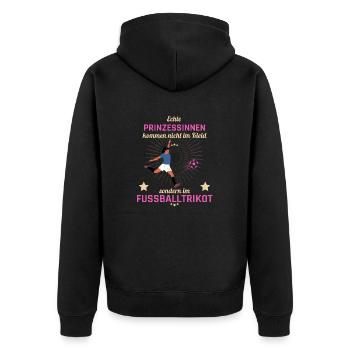 Frauenfussball - Unisex Premium Bio Zip Hoodie - Schwarz - Hinten - Nico (187cm)