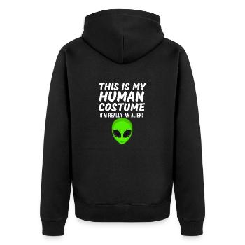 Das ist mein menschliches Kostüm Ich bin wirklich ein Alien Funny - Unisex Premium Bio Zip Hoodie - Schwarz - Hinten - Nico (187cm)