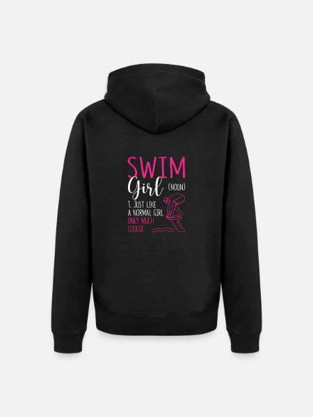 Drôle de natation Filles Nageuse Femme Natation - Veste à capuche bio Premium Unisexe - noir