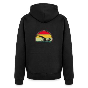Nageur Drôle Rétro Vintage Coucher de Soleil - Veste à capuche bio Premium Unisexe - noir - Dos - Nico (187cm)