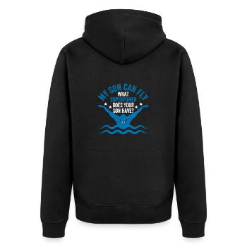 Superpower Funny Mom Dad Swimming Team Parent My - Unisex Premium Bio Zip Hoodie - Schwarz - Hinten - Nico (187cm)