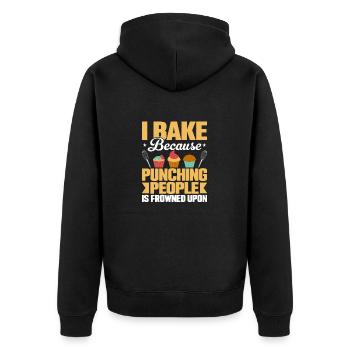 I Bake Because Punching People Is Frowned Upon Cak - Unisex Premium Bio Zip Hoodie - Schwarz - Hinten - Nico (187cm)
