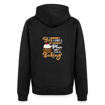 Oui, j’ai un plan de retraite J’ai l’intention de cuisiner des pâtisseries - Veste à capuche bio Premium Unisexe - noir - Dos - Nico (187cm)
